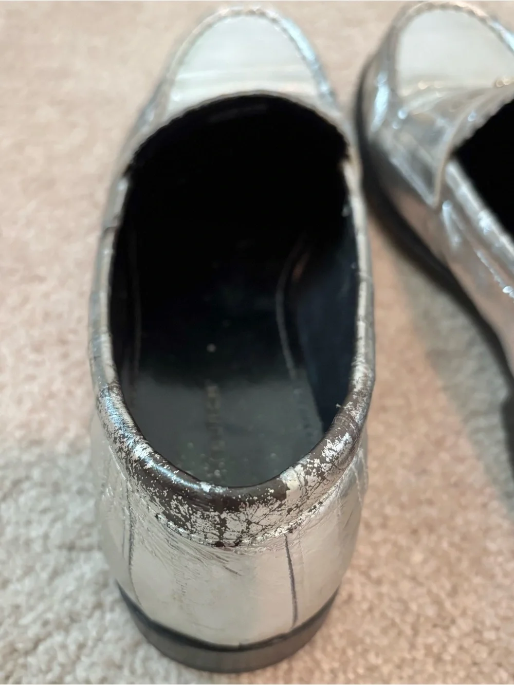 Tory Burch Silver Loafer, size 6.5